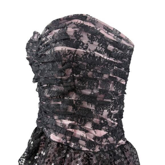 Masquerade Strapless Black Lace Pink Sweetheart Y2K Prom Dress Steampunk 11 / 12 - Picture 10 of 16